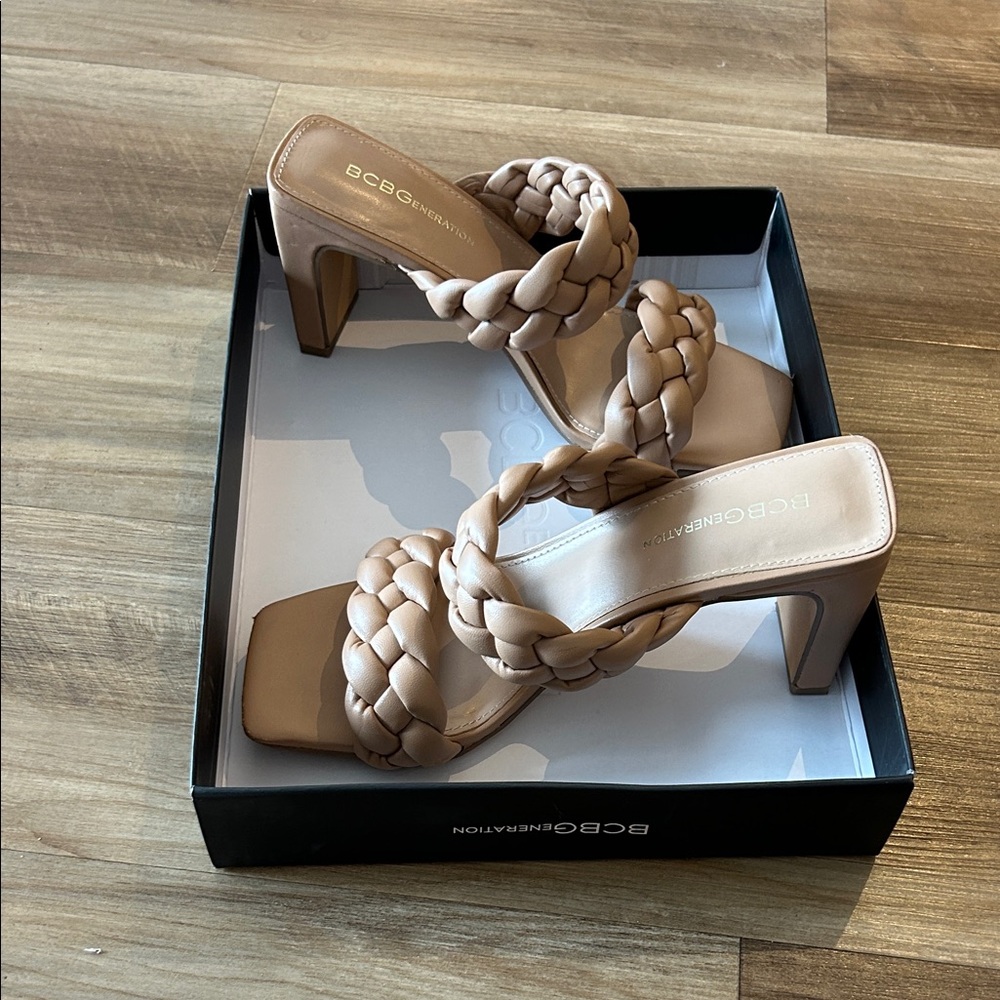 BCBGeneration Braided Double-Strap Tan Mules - image 2